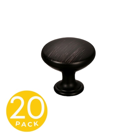Sapphire Alpha Series 1 in. Modern Oil Rubbed Bronze Round Cabinet Hardware Knob 20-Pack SP-1145-K-ORB-20